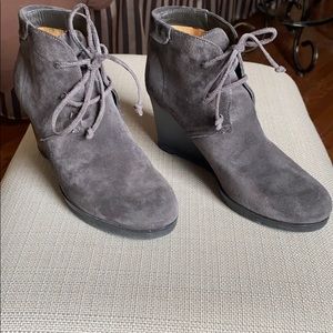 Gray suede booties